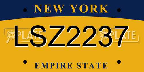 LSZ2237 New York License Plate
