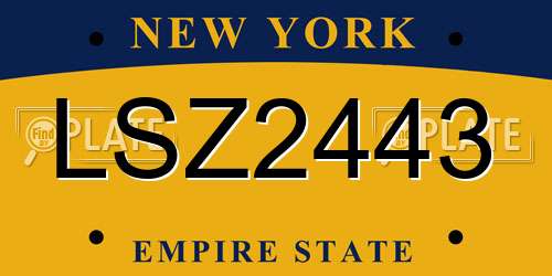 LSZ2443 New York License Plate