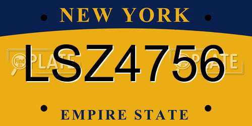 LSZ4756 New York License Plate
