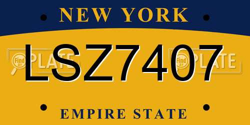 LSZ7407 New York License Plate