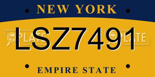 LSZ7491 New York License Plate