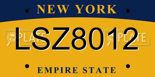 LSZ8012 New York License Plate