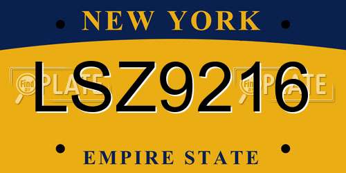 LSZ9216 New York License Plate