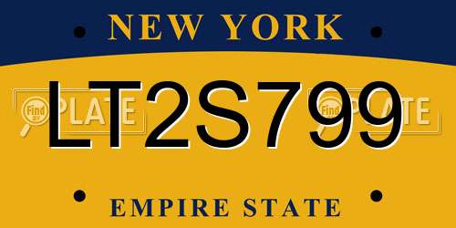 LT2S799 New York License Plate