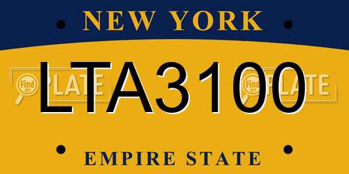 LTA3100 New York License Plate