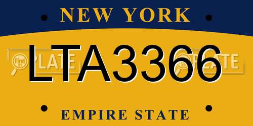 LTA3366 New York License Plate