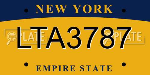 LTA3787 New York License Plate