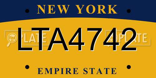 LTA4742 New York License Plate