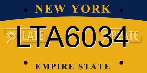 LTA6034 New York License Plate
