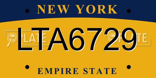 LTA6729 New York License Plate
