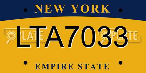LTA7033 New York License Plate