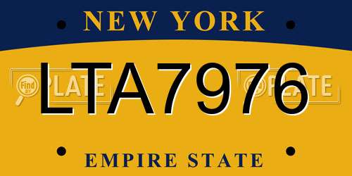 LTA7976 New York License Plate