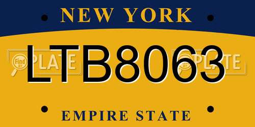 LTB8063 New York License Plate