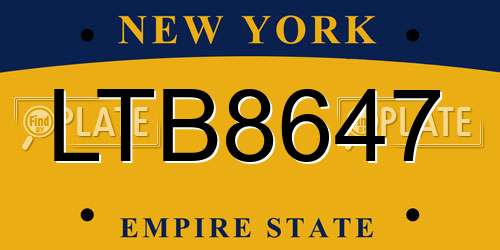 LTB8647 New York License Plate