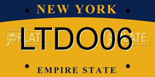 LTDO06 New York License Plate
