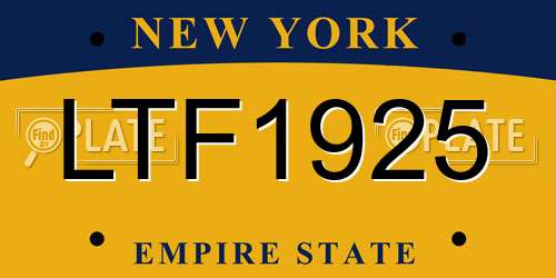 LTF1925 New York License Plate