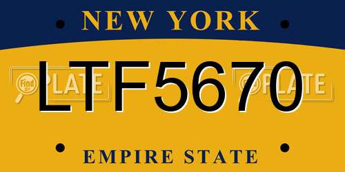 LTF5670 New York License Plate
