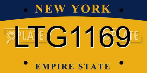 LTG1169 New York License Plate
