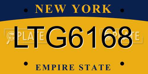 LTG6168 New York License Plate