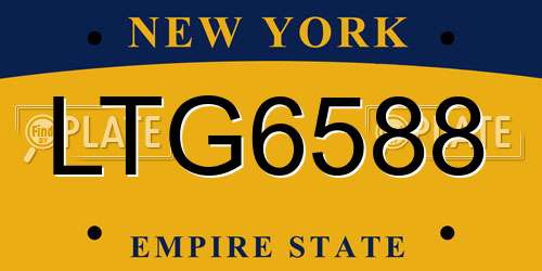 LTG6588 New York License Plate