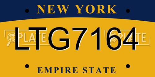 LTG7164 New York License Plate