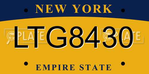 LTG8430 New York License Plate