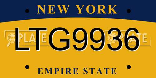 LTG9936 New York License Plate