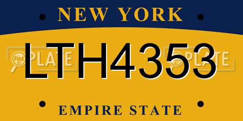 LTH4353 New York License Plate