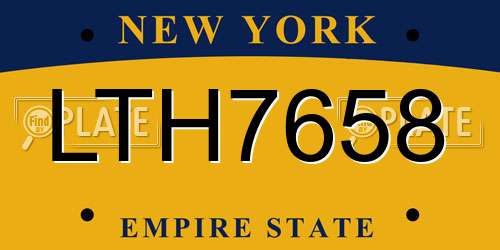 LTH7658 New York License Plate