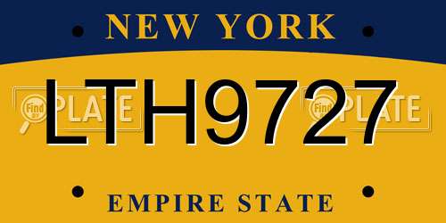 LTH9727 New York License Plate