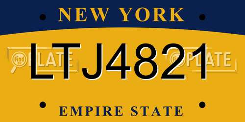 LTJ4821 New York License Plate