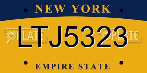 LTJ5323 New York License Plate
