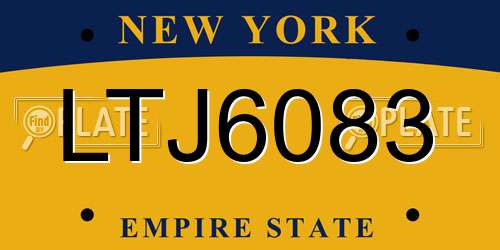 LTJ6083 New York License Plate
