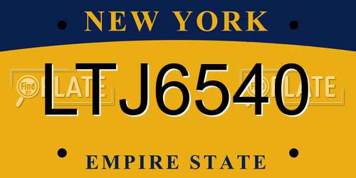 LTJ6540 New York License Plate