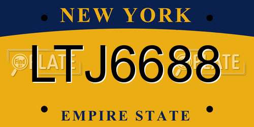 LTJ6688 New York License Plate