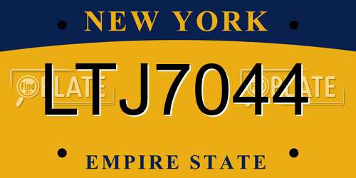 LTJ7044 New York License Plate