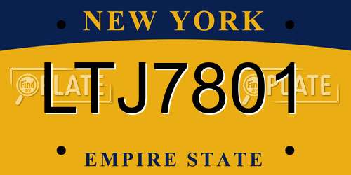 LTJ7801 New York License Plate