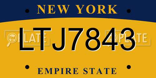 LTJ7843 New York License Plate