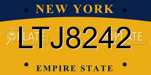 LTJ8242 New York License Plate