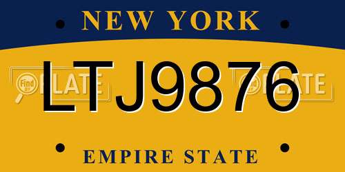 LTJ9876 New York License Plate