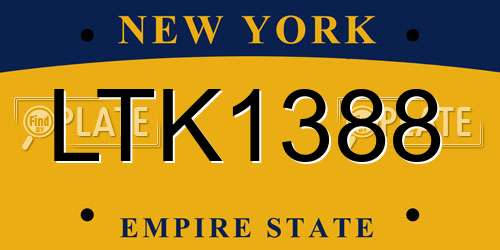 LTK1388 New York License Plate