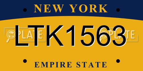 LTK1563 New York License Plate