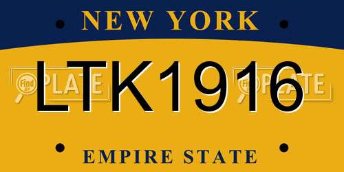LTK1916 New York License Plate