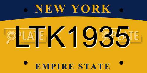 LTK1935 New York License Plate