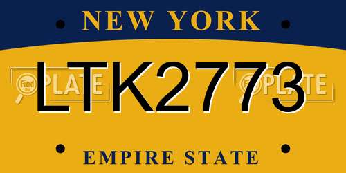 LTK2773 New York License Plate