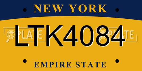 LTK4084 New York License Plate
