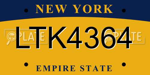 LTK4364 New York License Plate