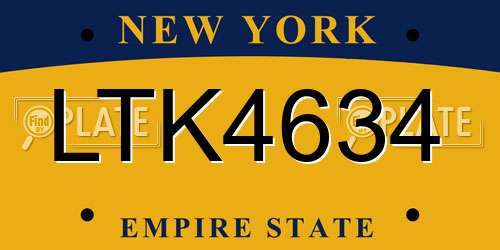 LTK4634 New York License Plate