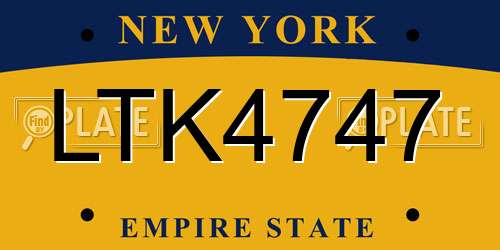 LTK4747 New York License Plate