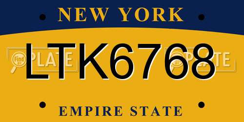 LTK6768 New York License Plate